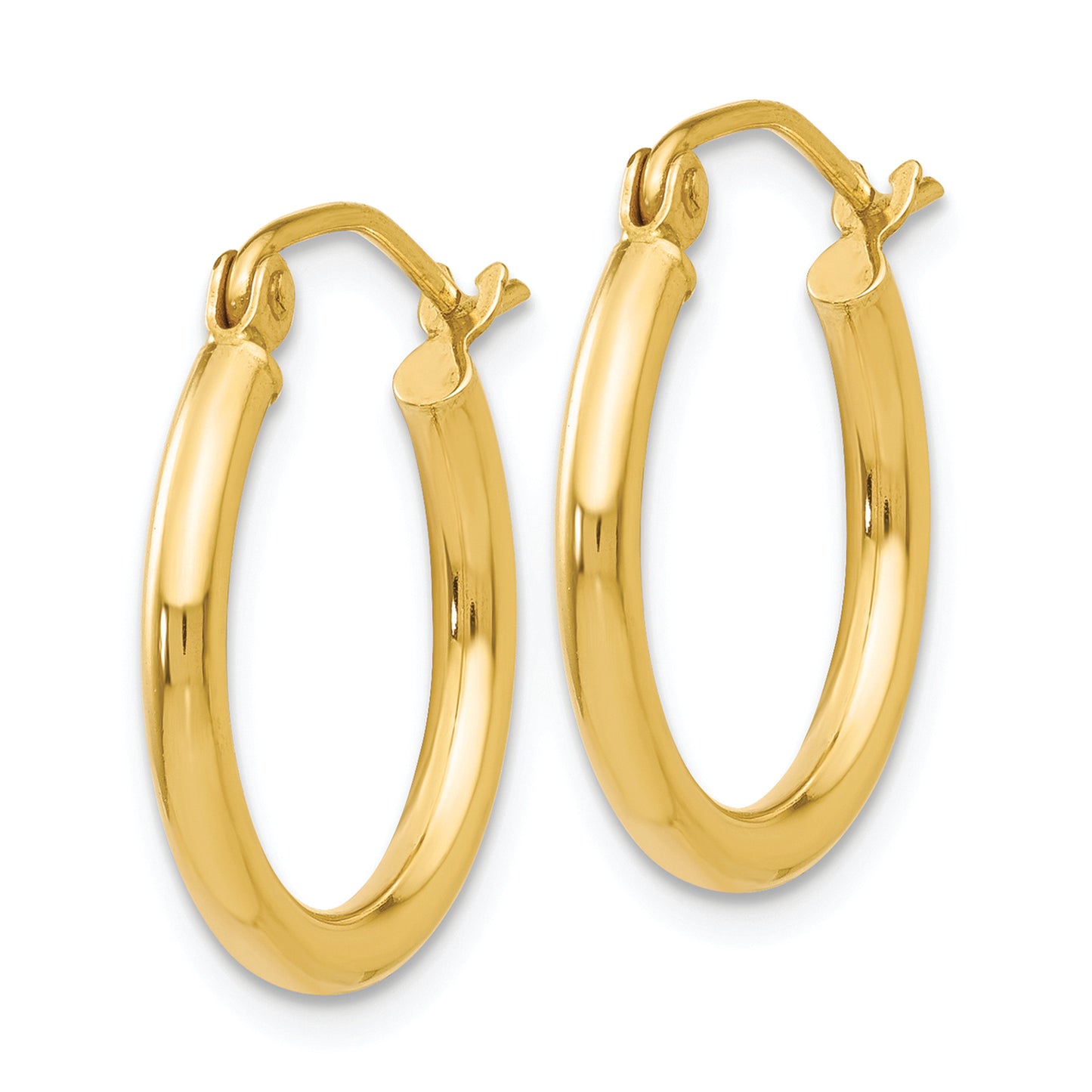 14k Polished 2x17.5mm Tube Hoop Earrings - Solomon Jewelers