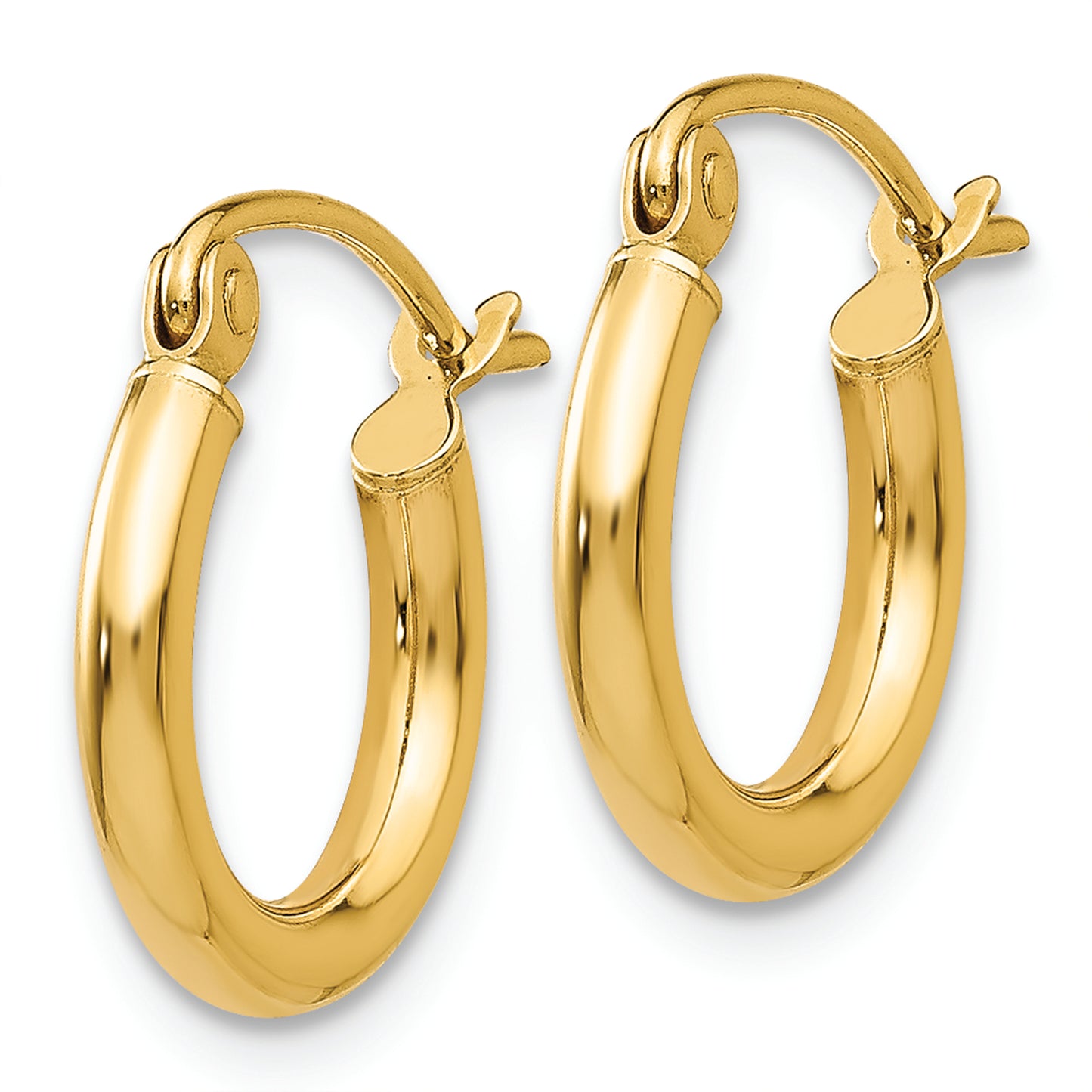 14k Polished 2x12mm Lightweight Tube Hoop Earrings - Solomon Jewelers