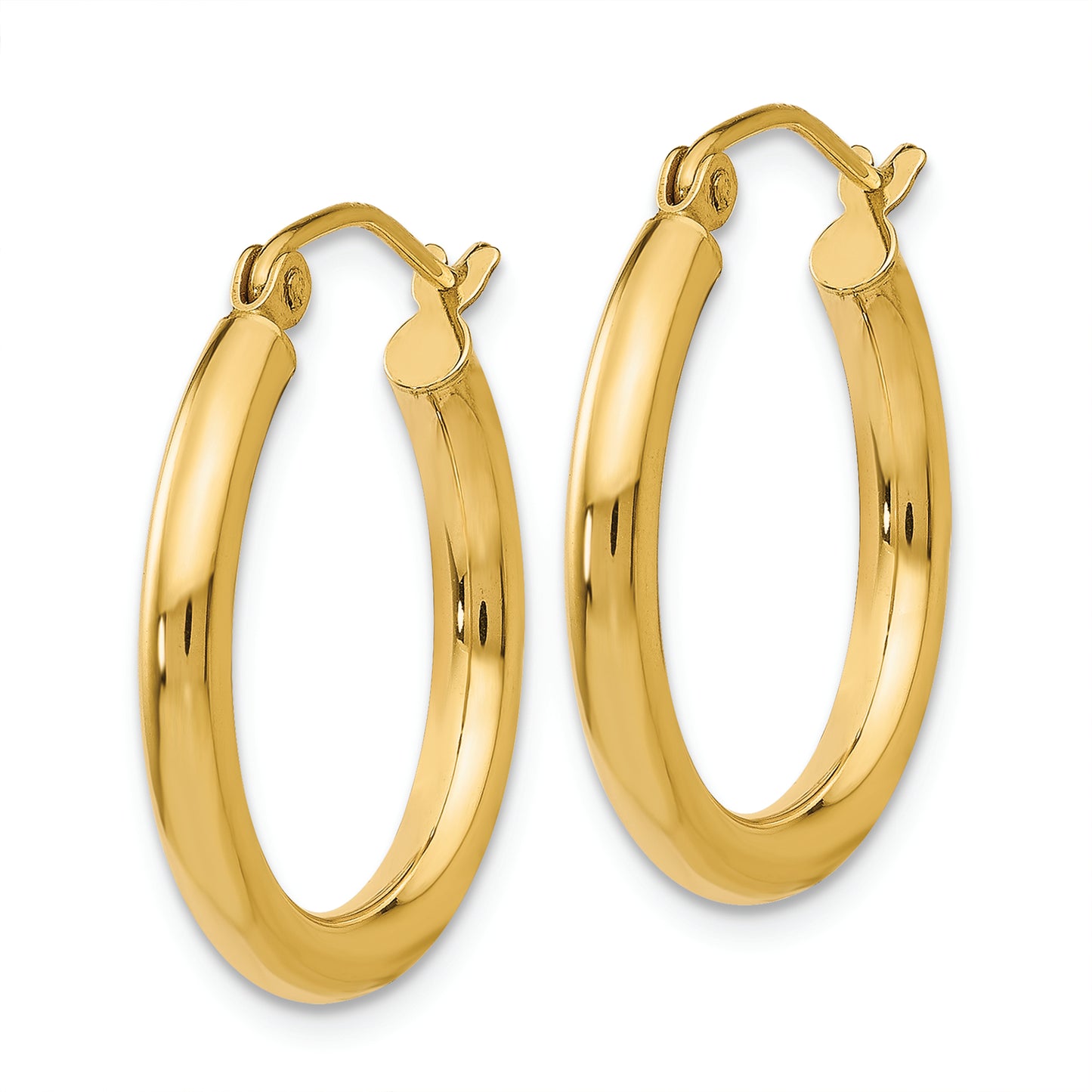 14K Polished 2.5mm Tube Hoop Earrings - Solomon Jewelers