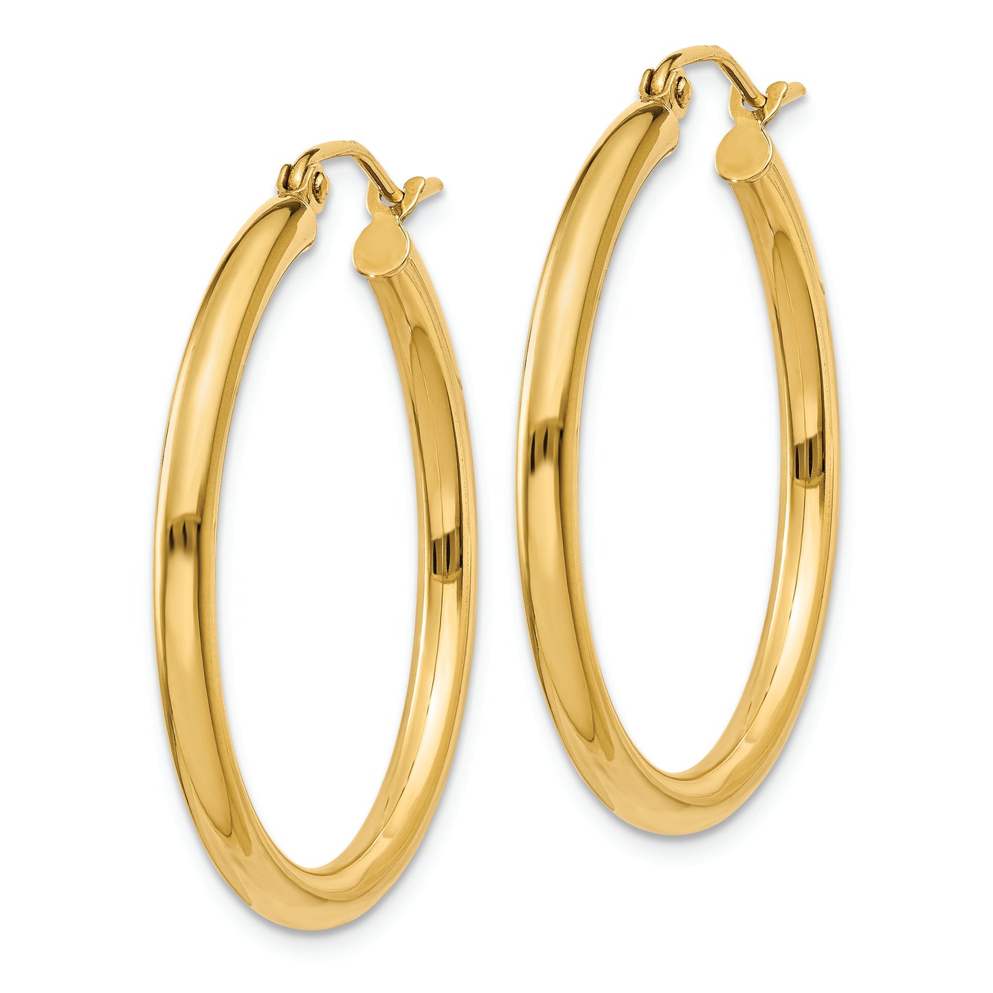 14K Polished 2.5mm Tube Hoop Earrings - Solomon Jewelers
