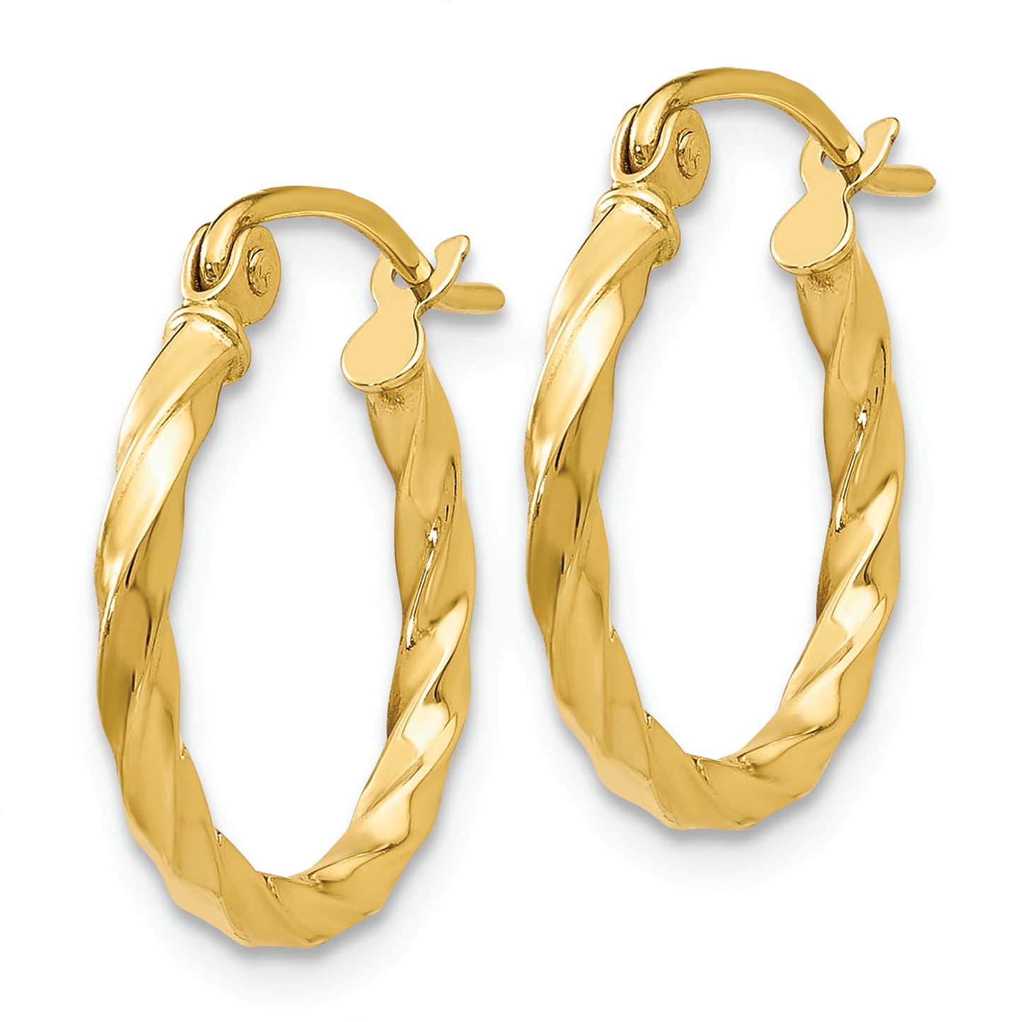 14k Twist Polished Hoop Earring - Solomon Jewelers