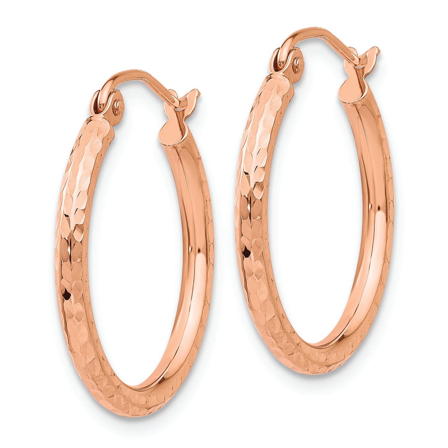 14k Rose Gold Diamond-cut Polished Hoop Earrings - Solomon Jewelers