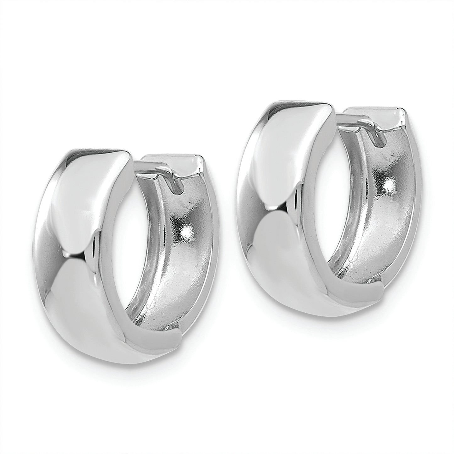 14k White Gold Polished Hinged Hoop Earrings - Solomon Jewelers