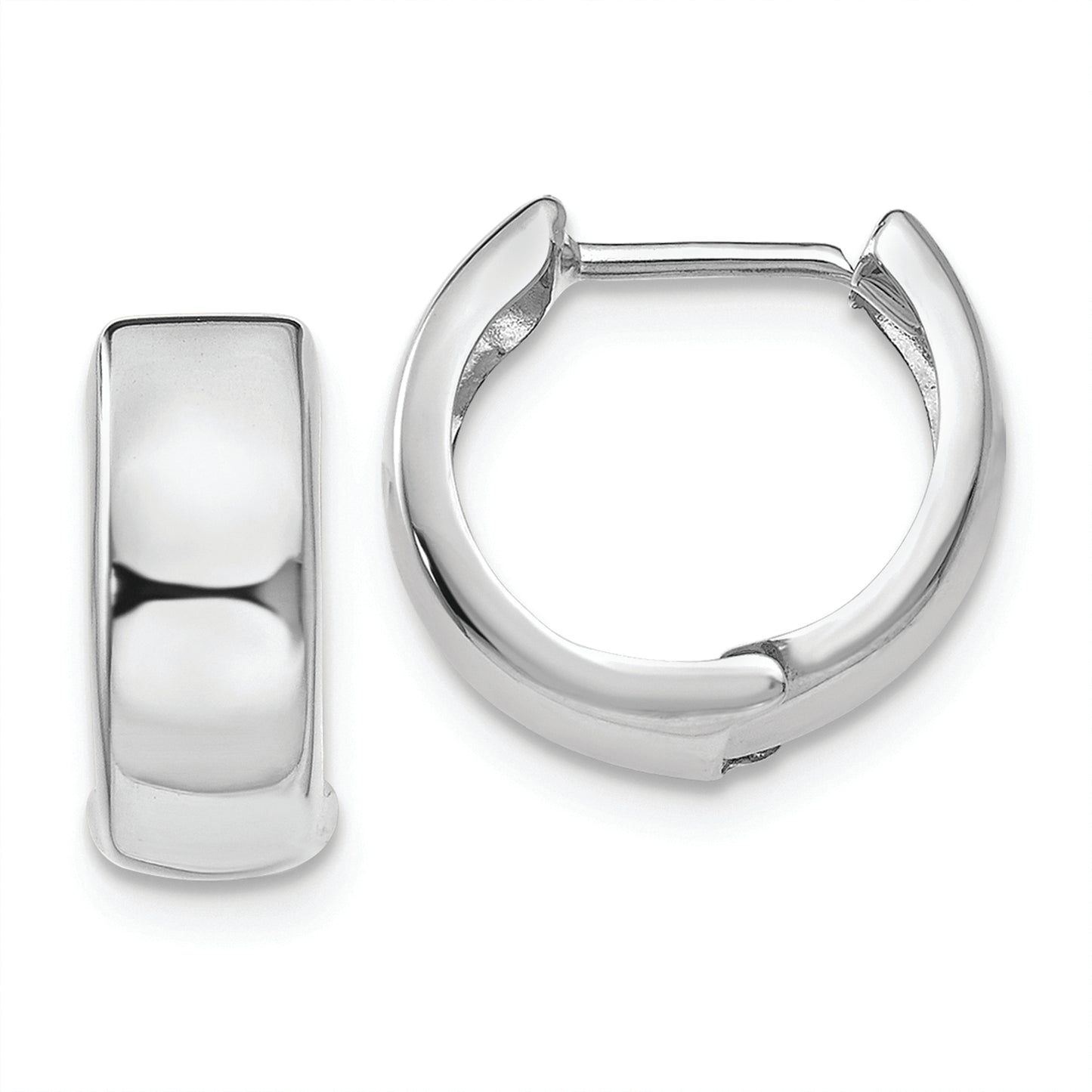 14k White Gold Polished Hinged Hoop Earrings - Solomon Jewelers
