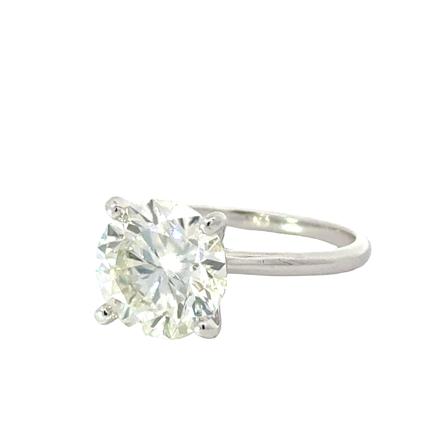Round Moissanite Solitaire Ring 14K White Gold 3 Carat Diamond Equivalent Weight - Solomon Jewelers