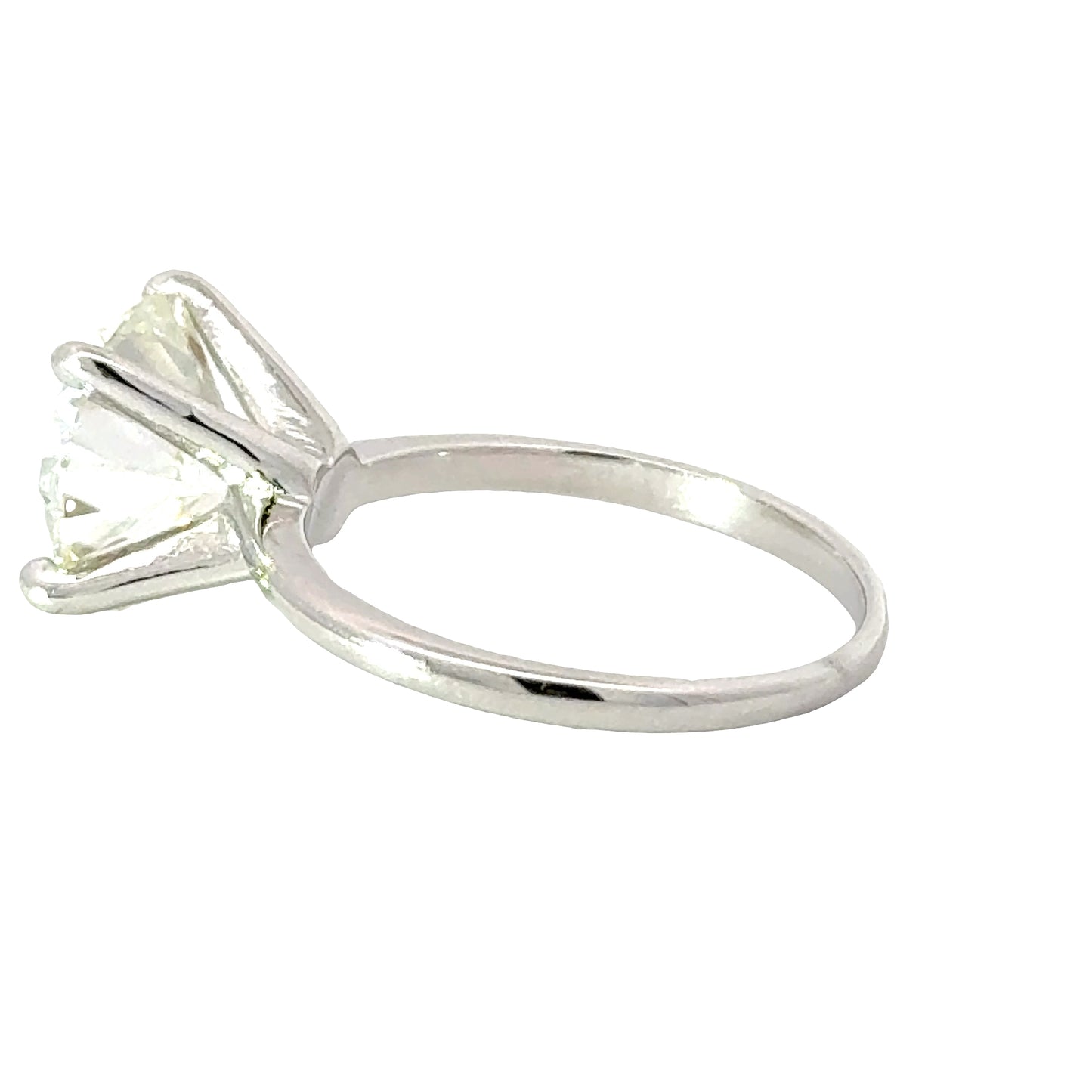 Round Moissanite Solitaire Ring 14K White Gold 3 Carat Diamond Equivalent Weight - Solomon Jewelers