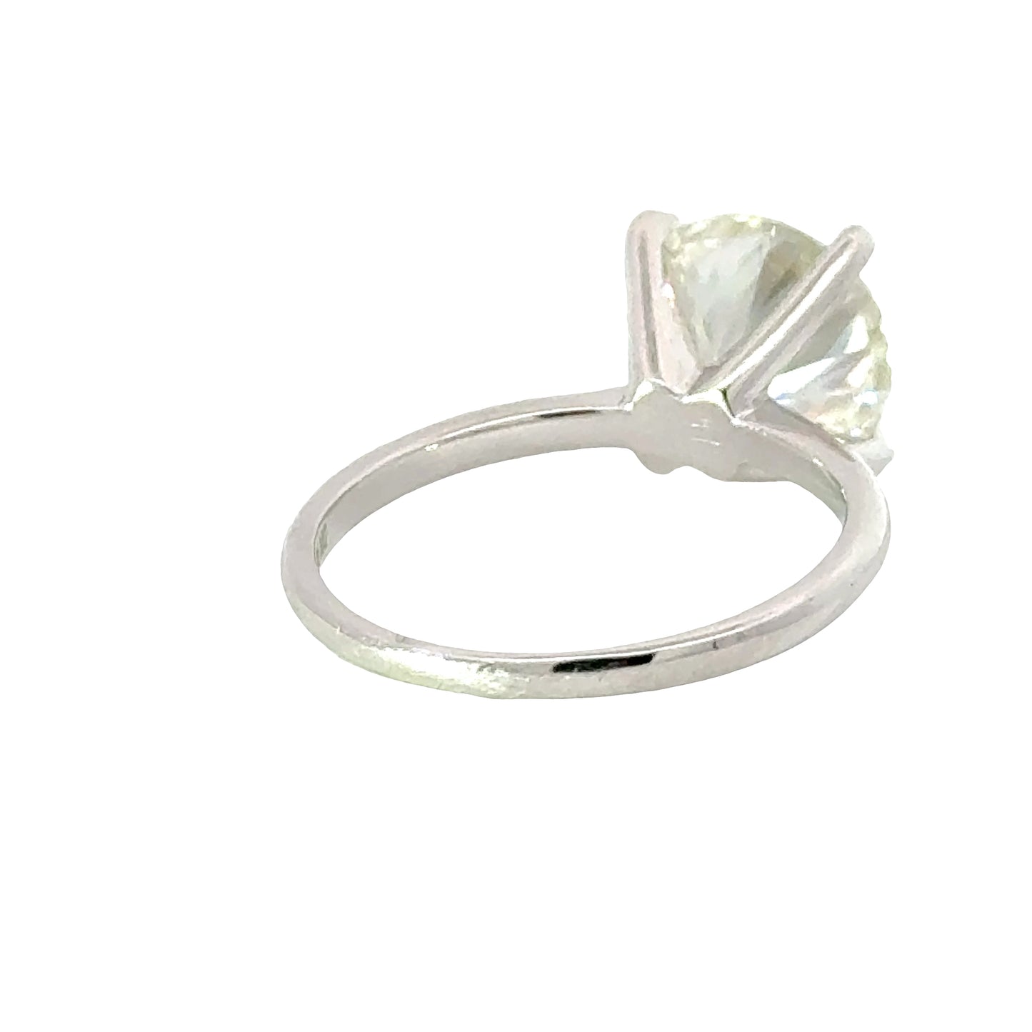 Round Moissanite Solitaire Ring 14K White Gold 3 Carat Diamond Equivalent Weight - Solomon Jewelers