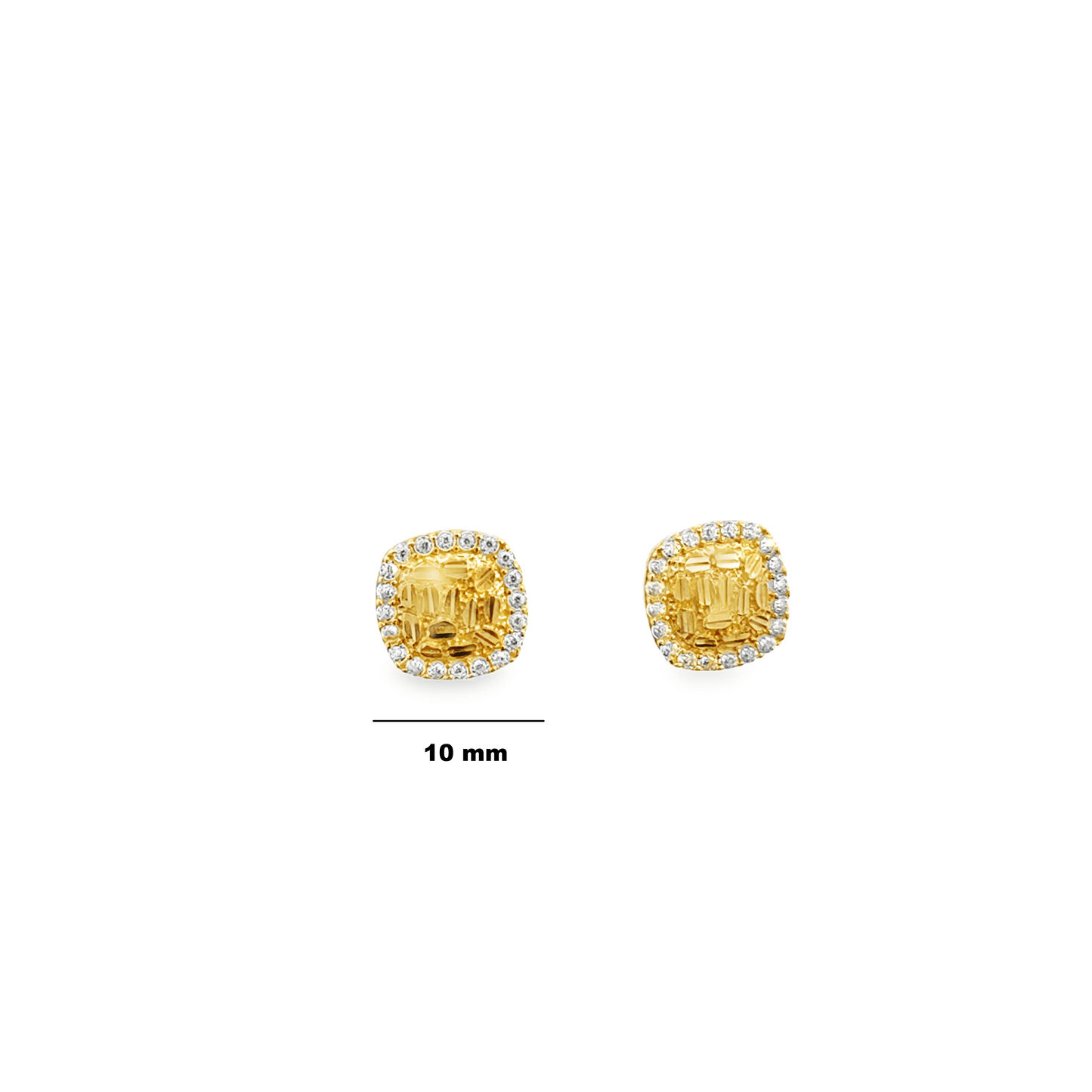 10 Karat Yellow Gold Square Nugget Earrings