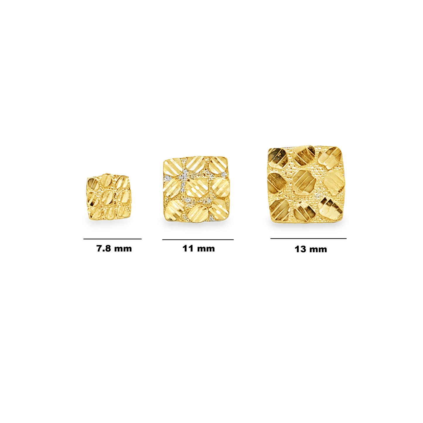 10 Karat Yellow Gold Square Nugget Earrings