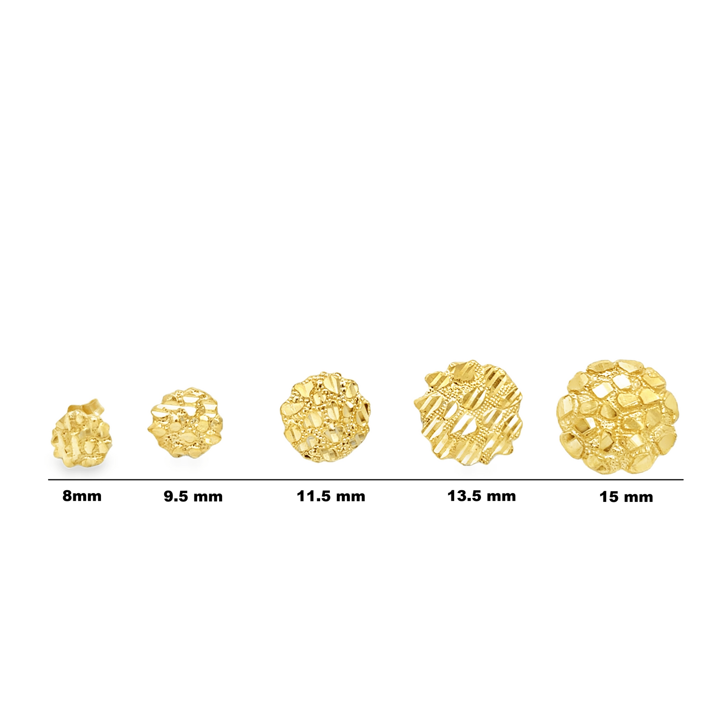 10 Karat Yellow Gold Round Nugget Earrings
