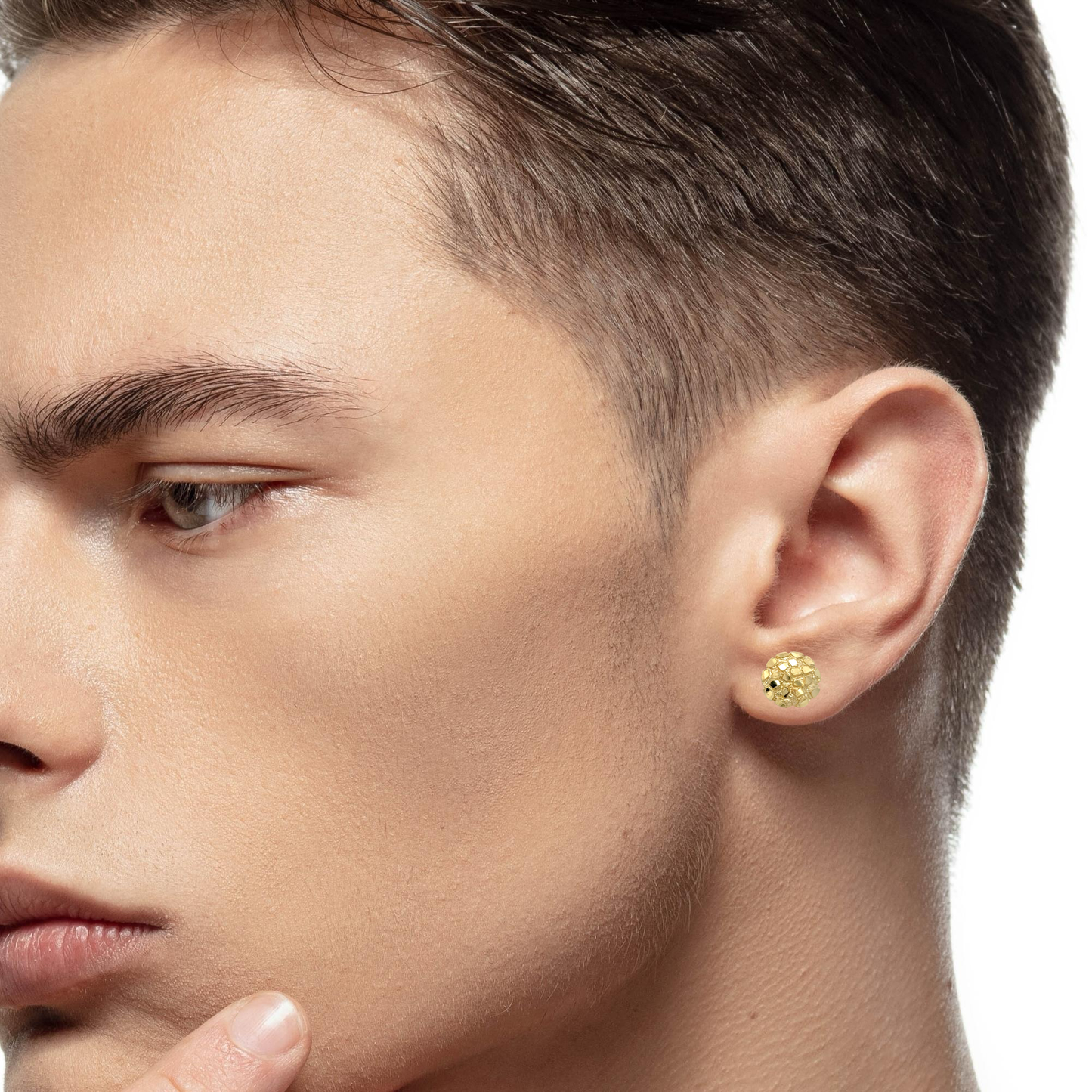 10 Karat Yellow Gold Round Nugget Earrings