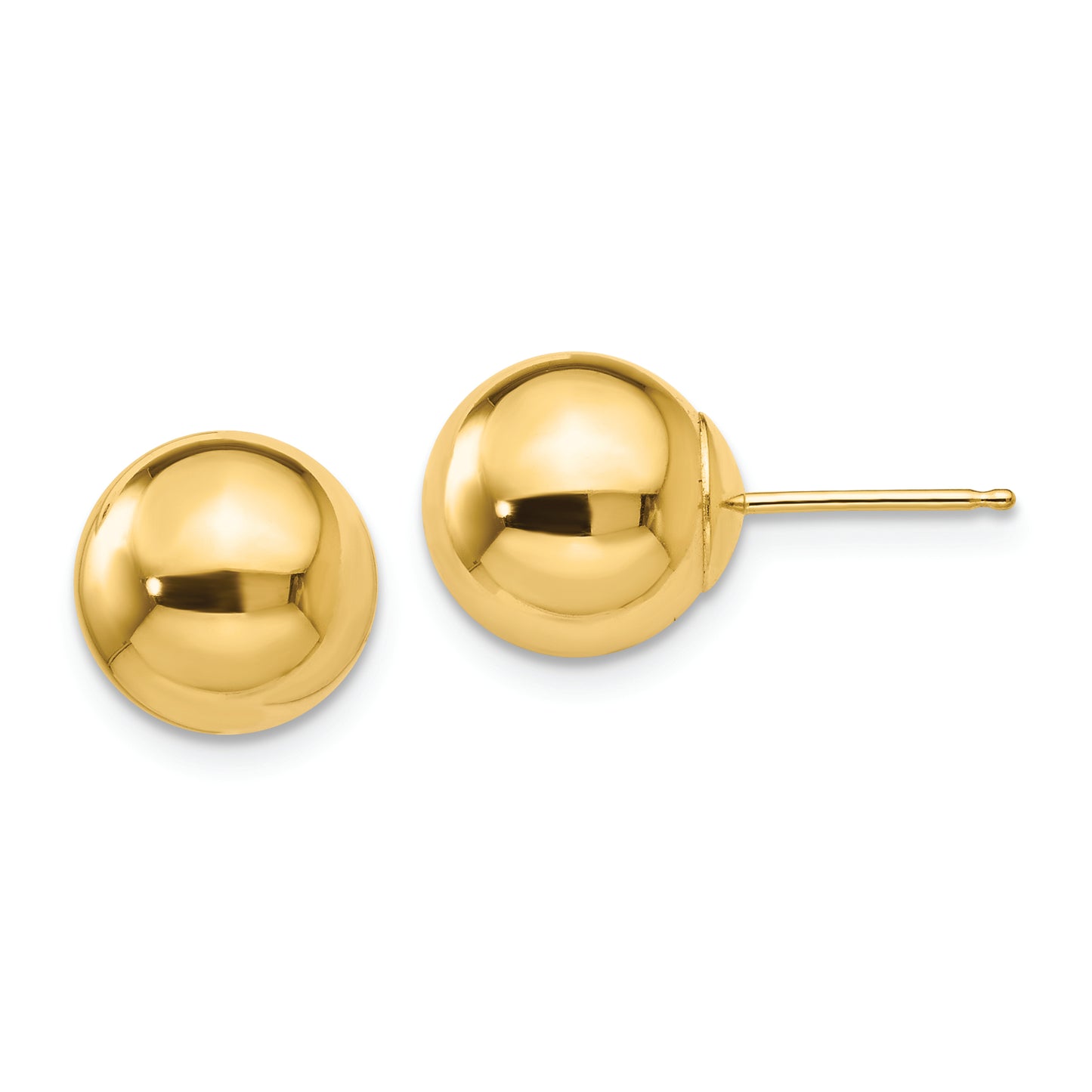 14k Polished 9mm Ball Post Earrings - Solomon Jewelers