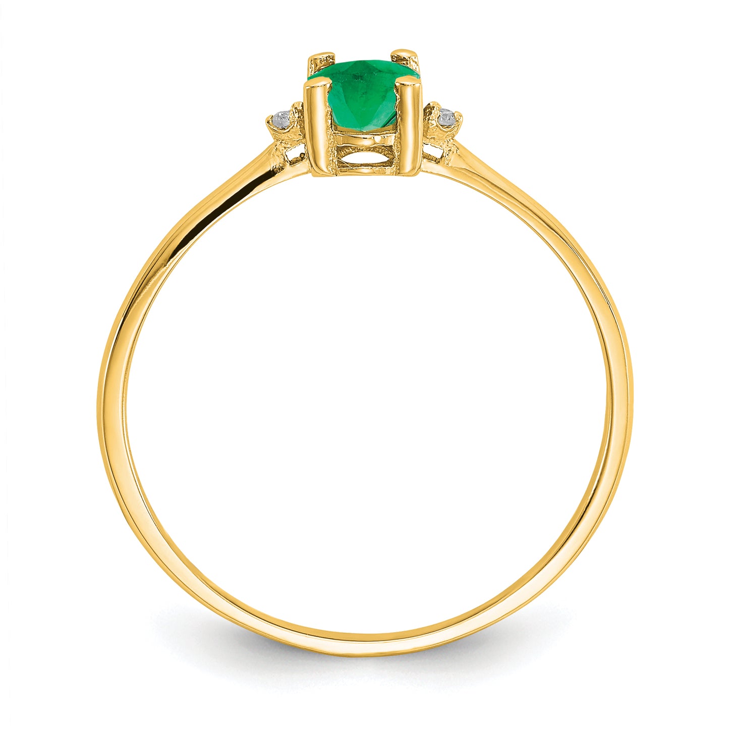 14k Diamond & Emerald Birthstone Ring - Solomon Jewelers