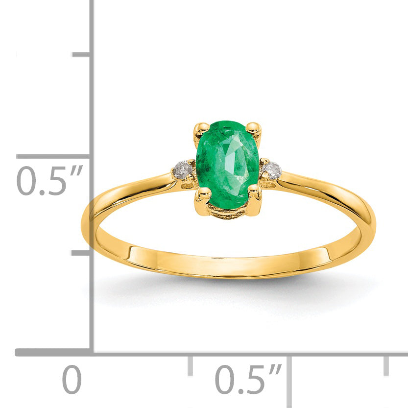 14k Diamond & Emerald Birthstone Ring - Solomon Jewelers