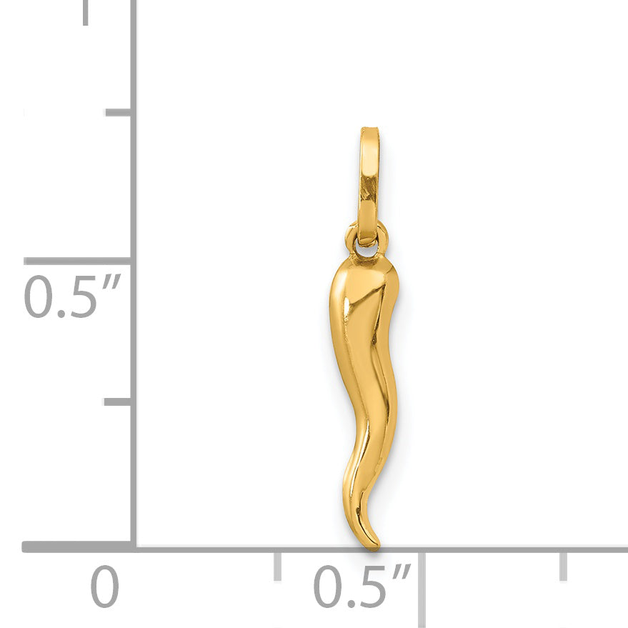 14k 3D Italian Horn Charm - Solomon Jewelers