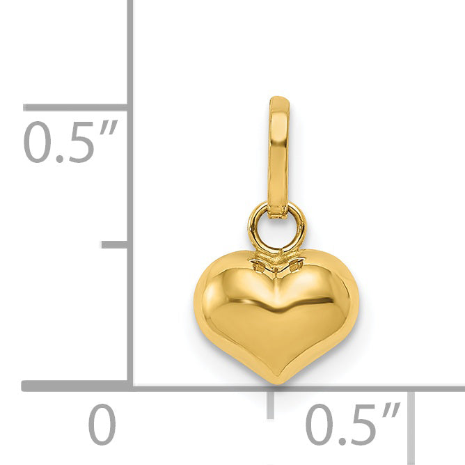 14K Polished 3-D Puffed Heart Charm - Solomon Jewelers