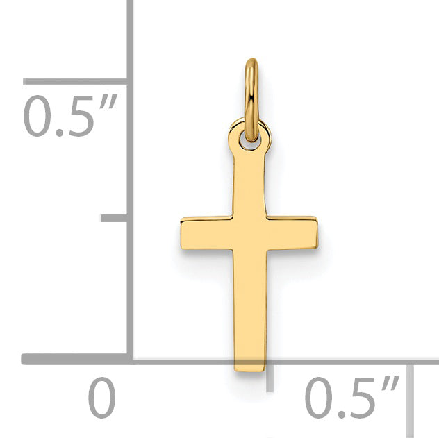 14k Polished Solid Cross Pendant - Solomon Jewelers