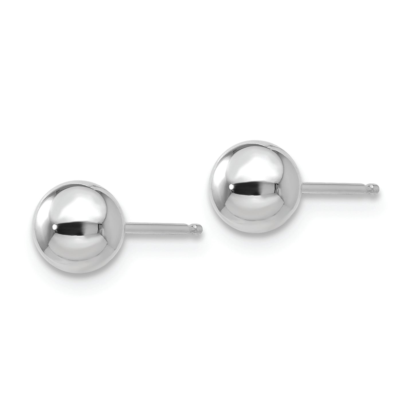 14k White Gold Polished 5mm Ball Post Earrings - Solomon Jewelers