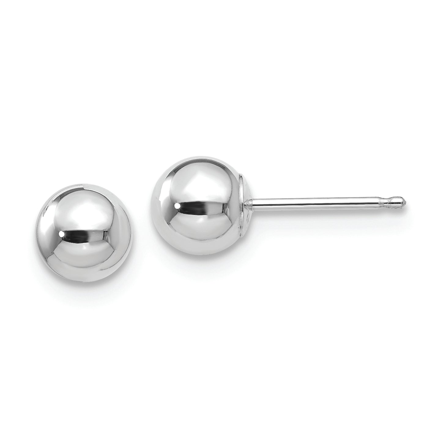 14k White Gold Polished 5mm Ball Post Earrings - Solomon Jewelers