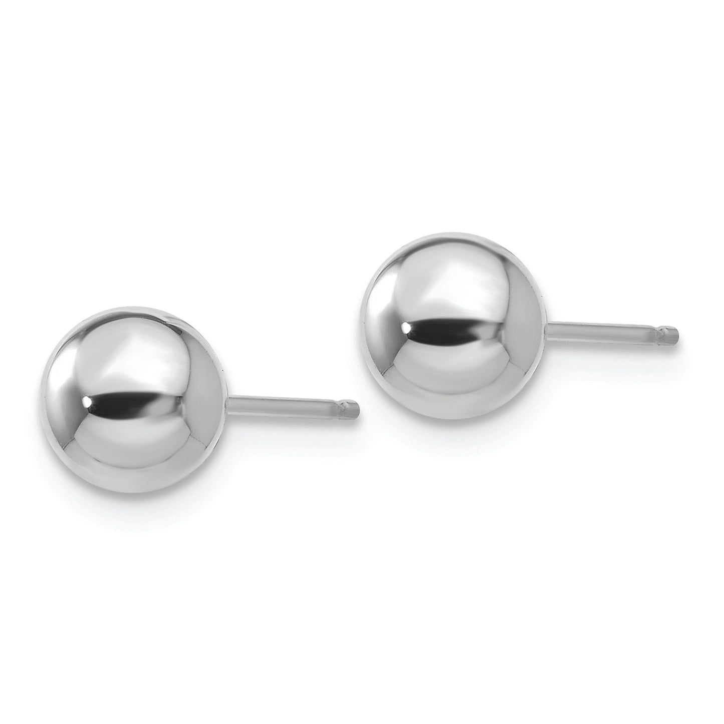 14k White Gold Polished 6mm Ball Post Earrings - Solomon Jewelers