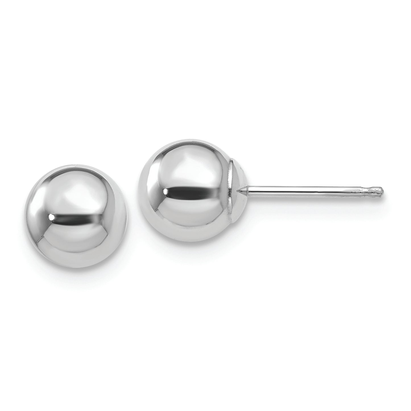 14k White Gold Polished 6mm Ball Post Earrings - Solomon Jewelers