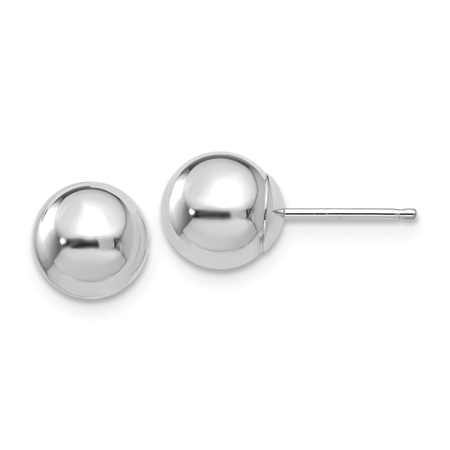 14k White Gold Polished 7mm Ball Post Earrings - Solomon Jewelers