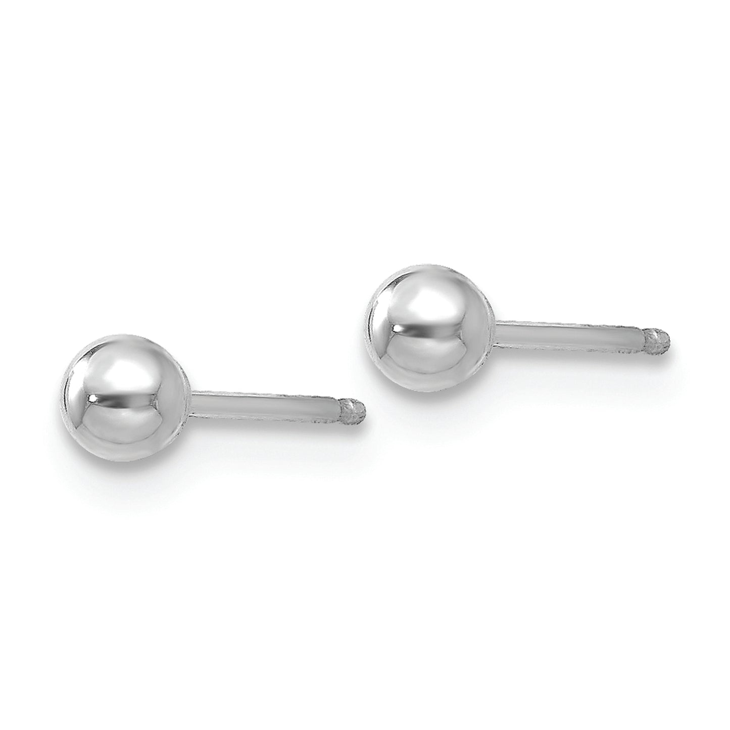 14k White Gold Polished 3mm Ball Post Earrings - Solomon Jewelers