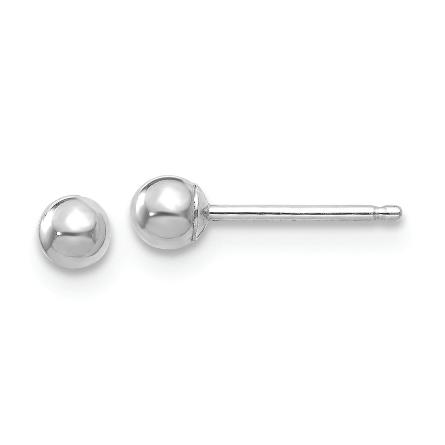 14k White Gold Polished 3mm Ball Post Earrings - Solomon Jewelers