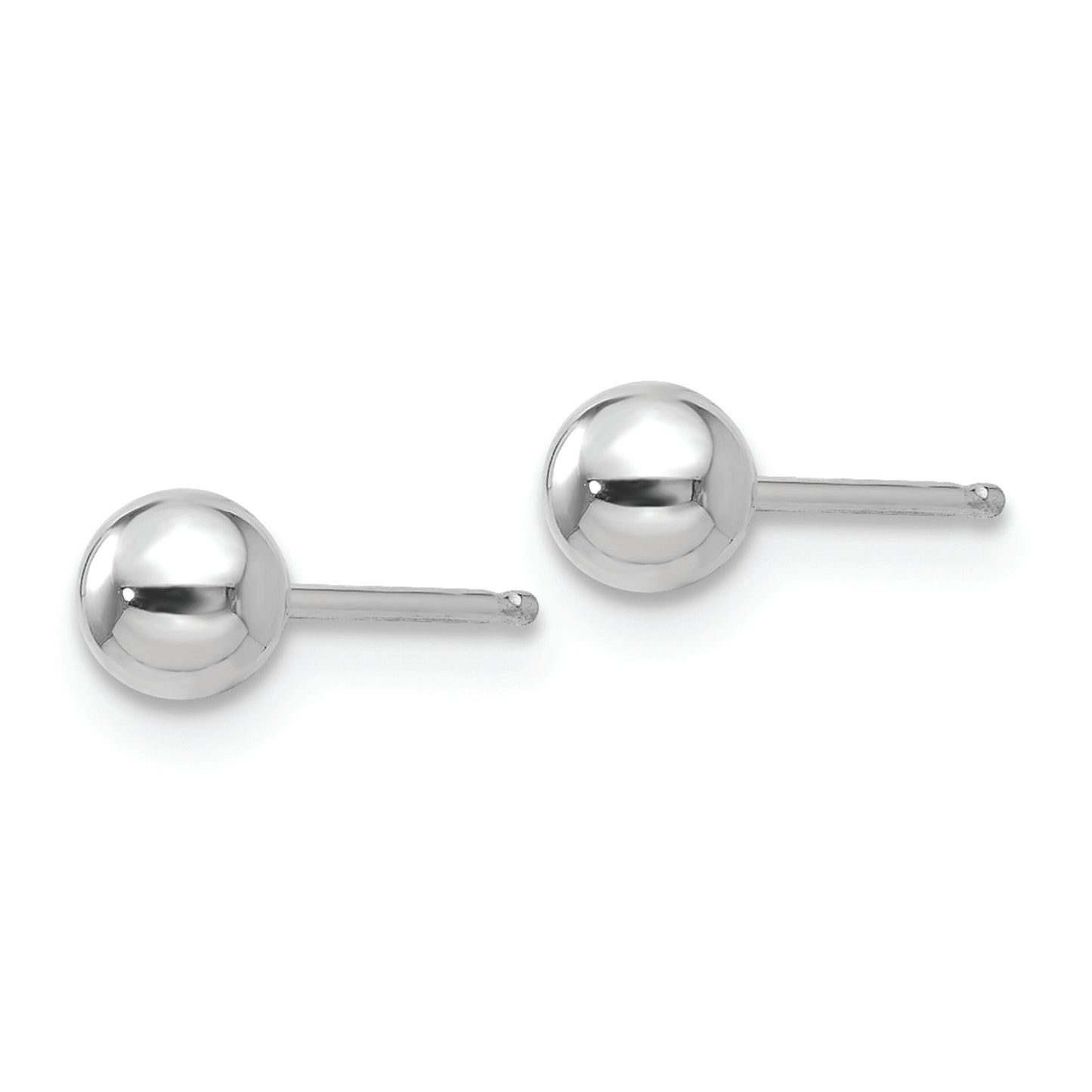 14k White Gold Polished 4mm Ball Post Earrings - Solomon Jewelers