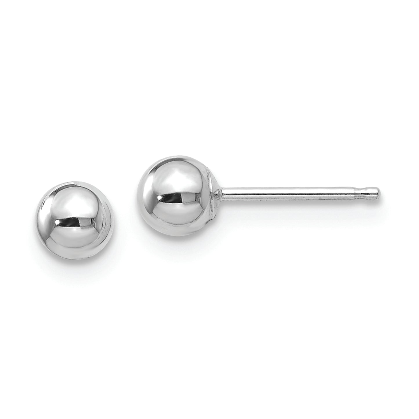 14k White Gold Polished 4mm Ball Post Earrings - Solomon Jewelers