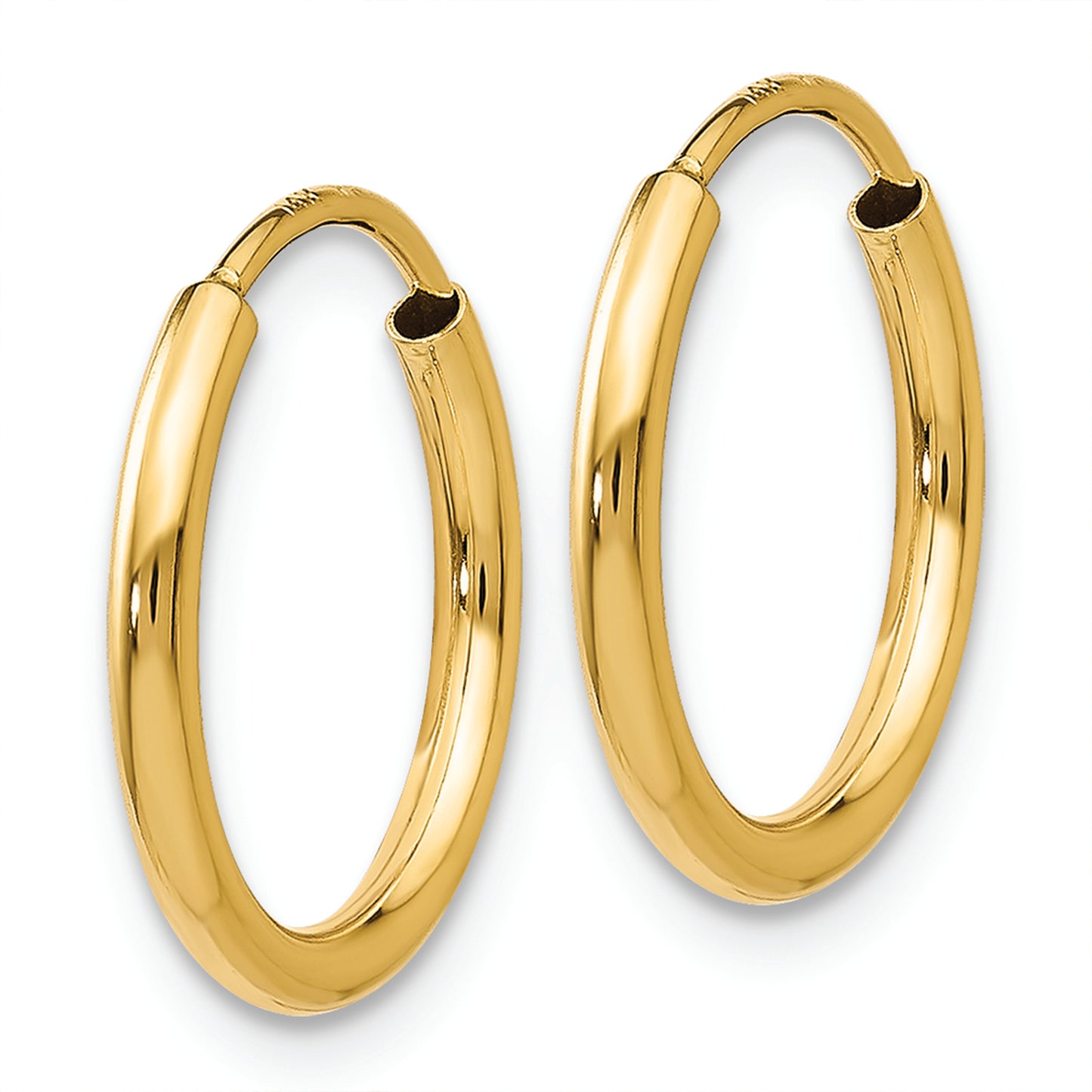 14k 1.5mm Polished Round Endless Hoop Earrings - Solomon Jewelers