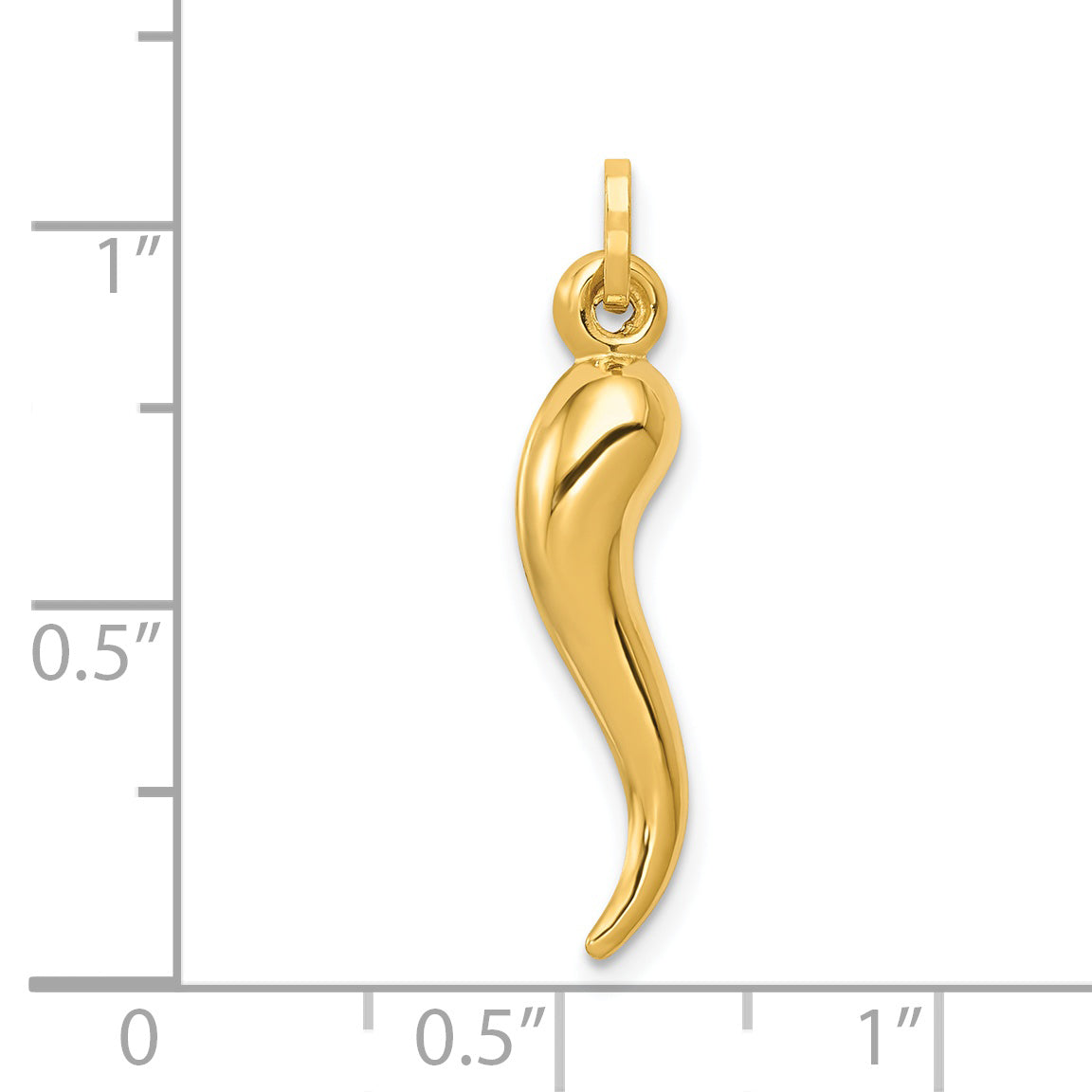 14k Hollow 3D Italian Horn Charm - Solomon Jewelers