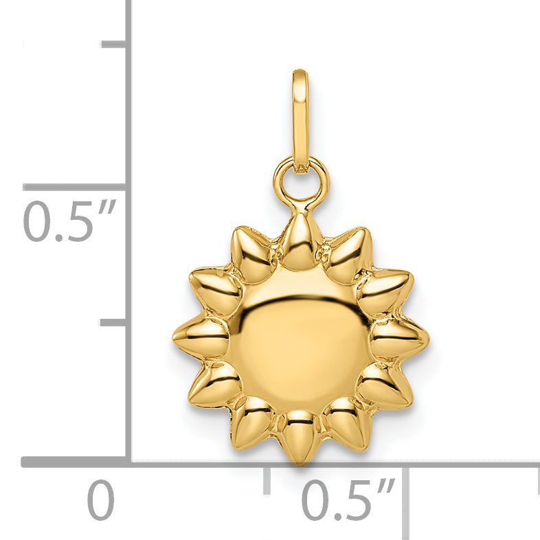 14k Polished Puffed Sun Pendant - Solomon Jewelers