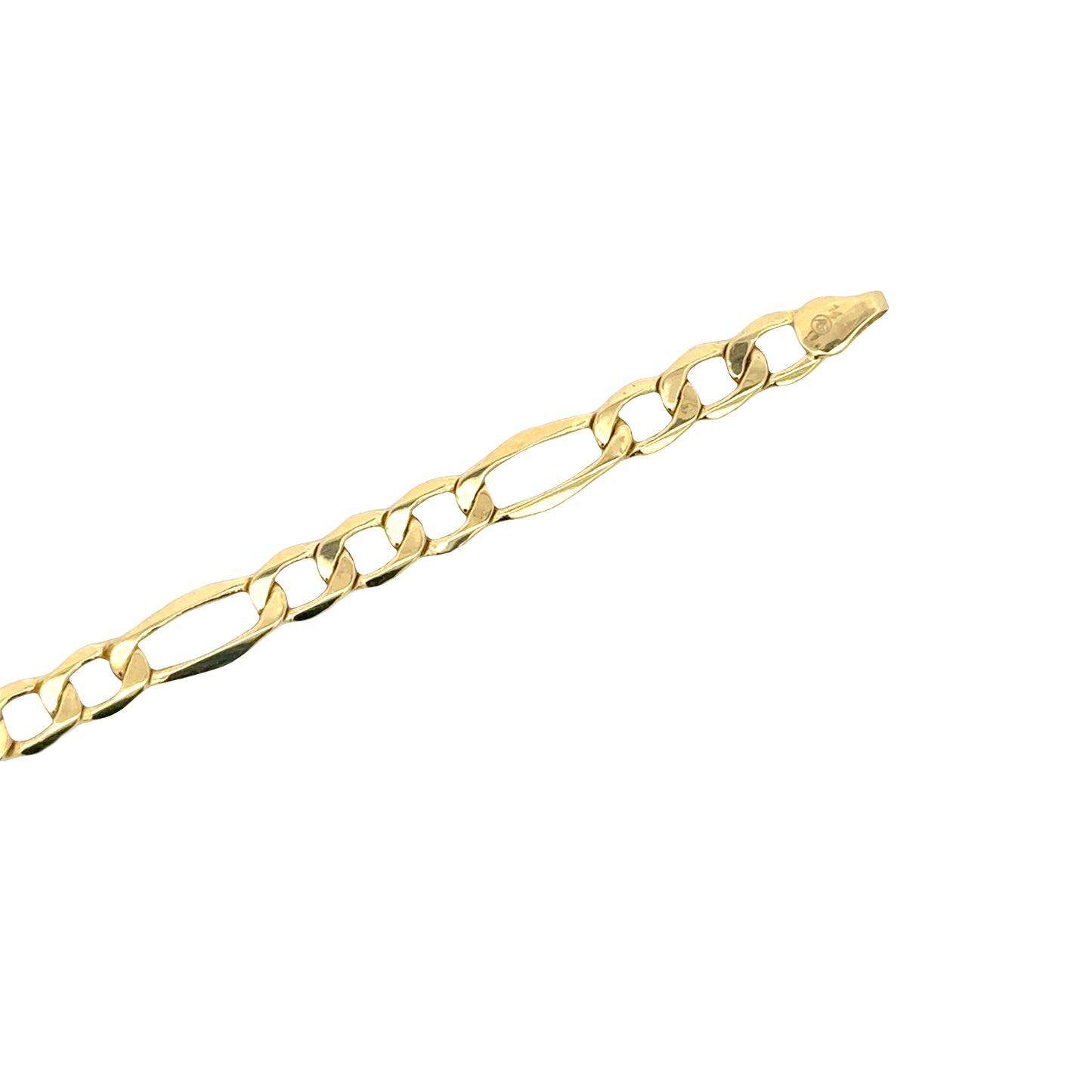 14k hollow figaro chain necklace with lobster lock.