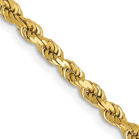 14k 2.75mm Diamond-cut Rope with Lobster Clasp Chain - Solomon Jewelers
