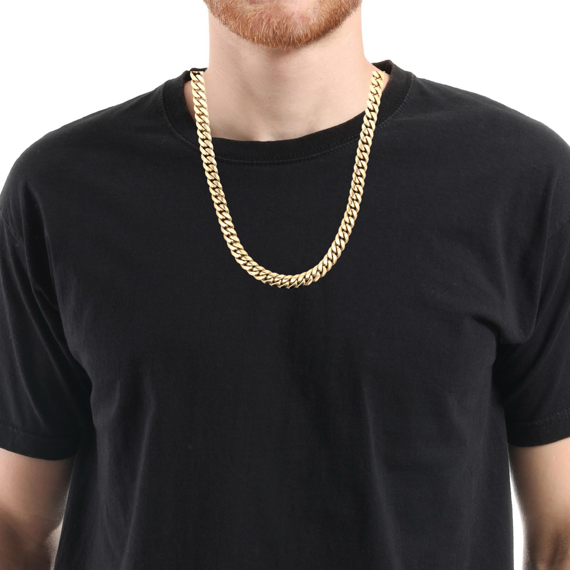 10 karat solid gold Miami Cuban chain necklace with high polish finish