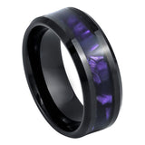 Black IP Plated with Faux Purple Tiger Cowrie Inlay – 8mm