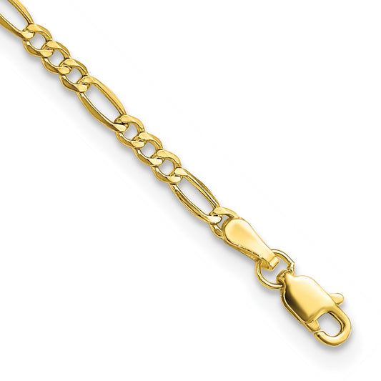 10k 2.5mm Semi-Solid Figaro Chain Anklet - Solomon Jewelers