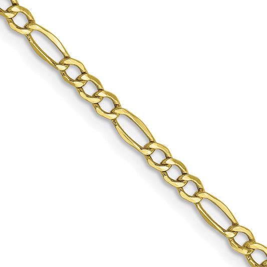 10k 2.5mm Semi-Solid Figaro Chain - Solomon Jewelers