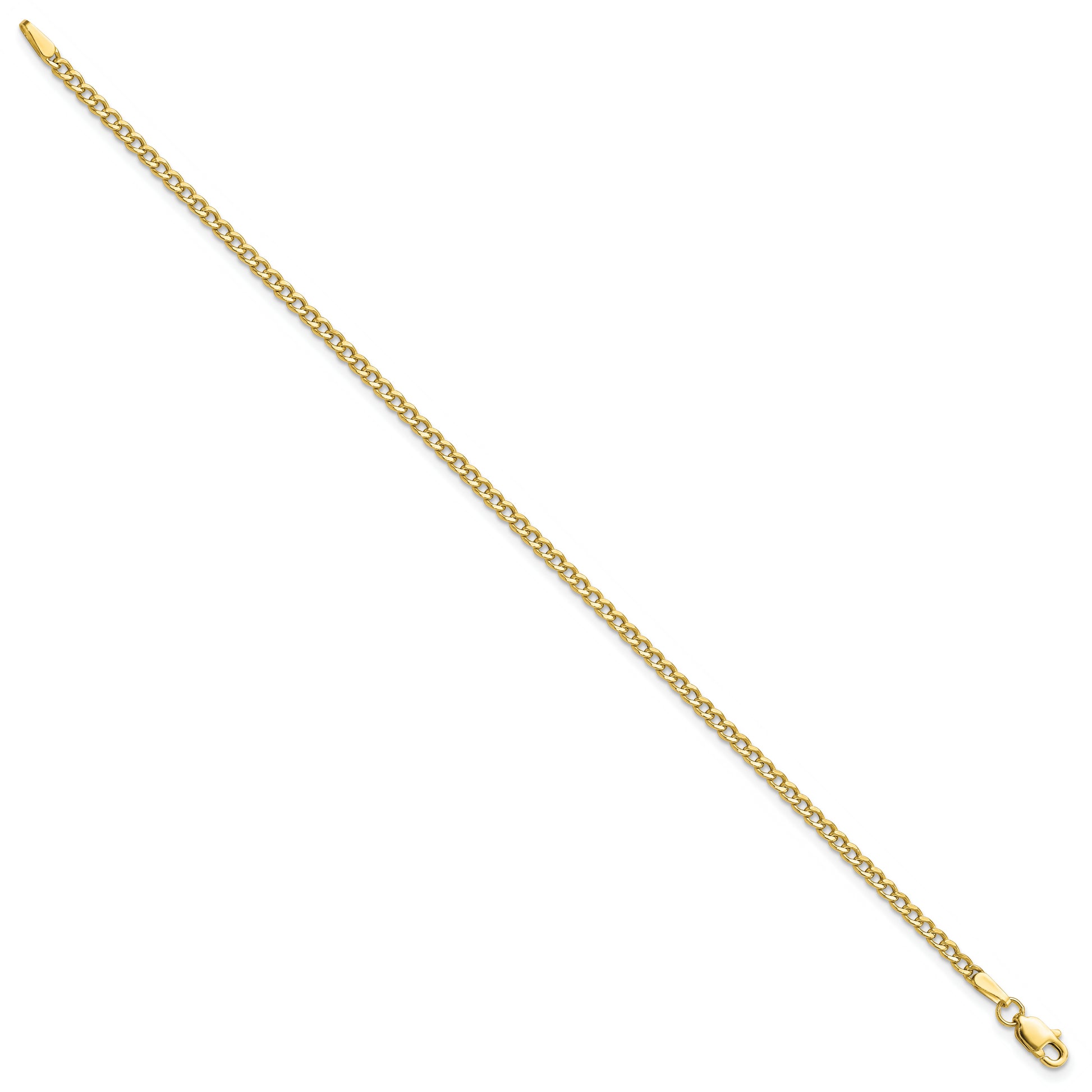 10k 2.5mm Semi-Solid Curb Link Chain Anklet - Solomon Jewelers