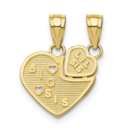 10K BIG SIS, Lil SIS Break-Apart Heart Charm - Solomon Jewelers