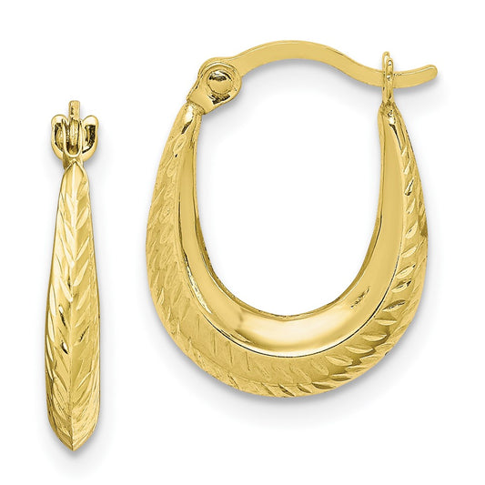 10K Textured Hollow Hoop Earrings - Solomon Jewelers