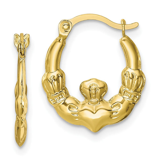 10K Claddagh Hollow Hoop Earrings - Solomon Jewelers