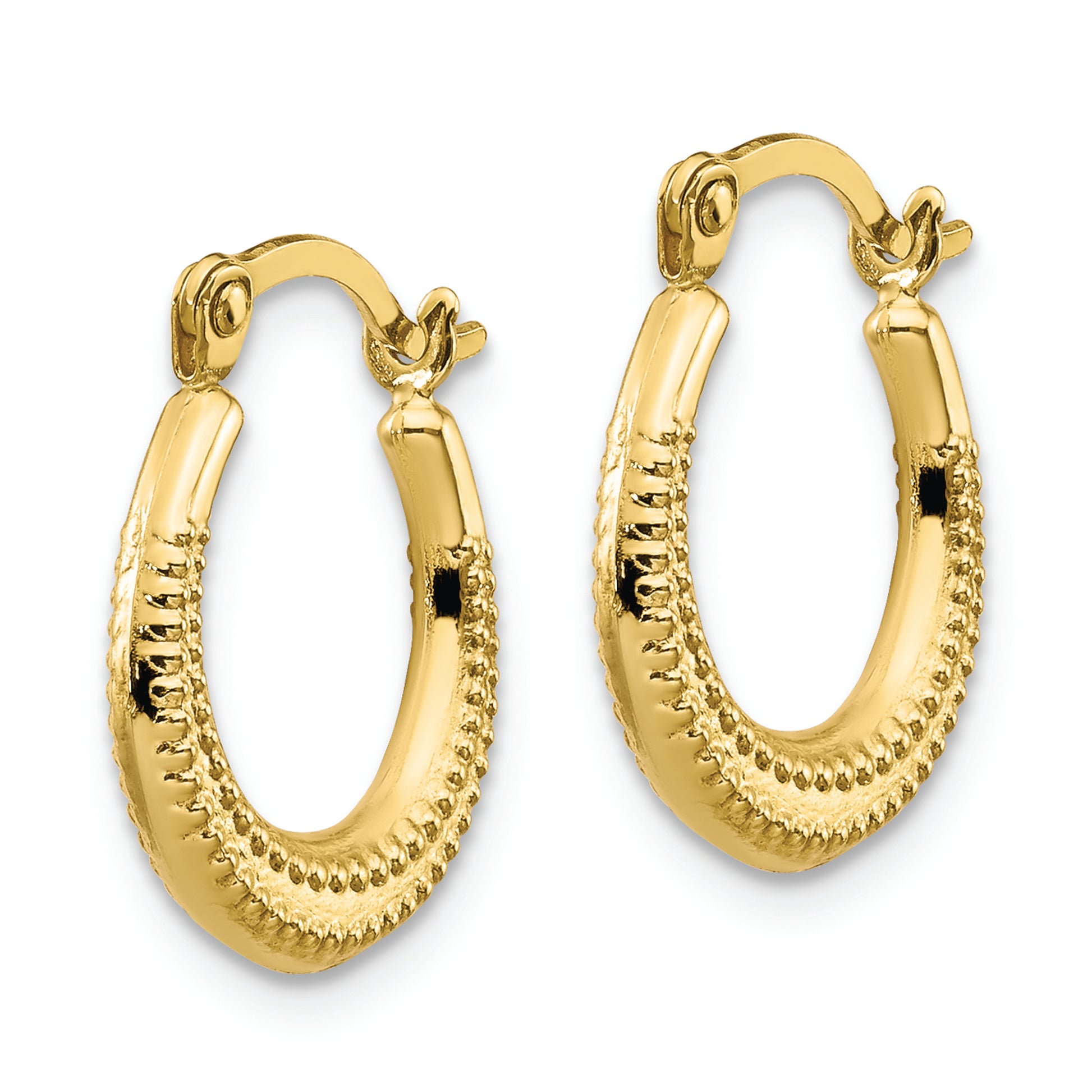 10K Scalloped Textured Hollow Hoop Earrings - Solomon Jewelers
