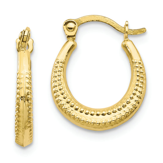 10K Scalloped Textured Hollow Hoop Earrings - Solomon Jewelers