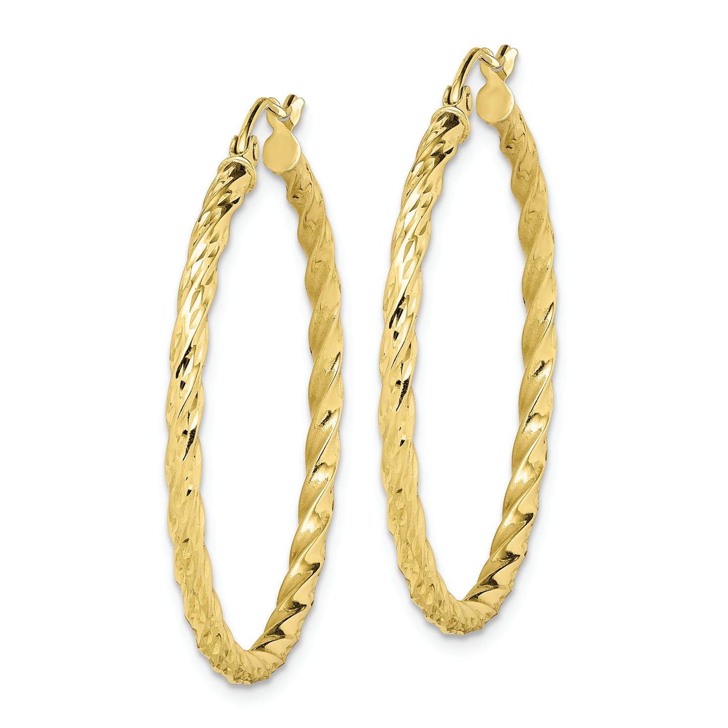 10K Twisted Diamond Cut 35mm Hoop Earrings - Solomon Jewelers