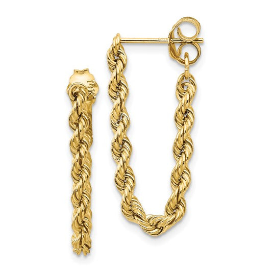 Gold Rope Dangle Post Earrings in Yellow Gold