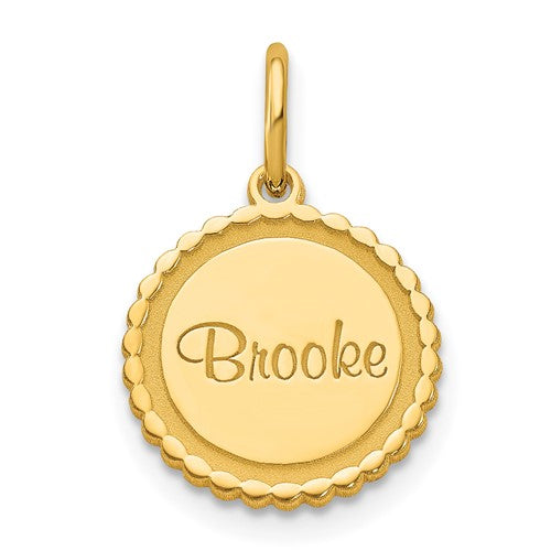 10k-yellow-gold-scalloped-disc-with-name-charm-SolomonJeweler-Wichita-KS-CustomJewelry