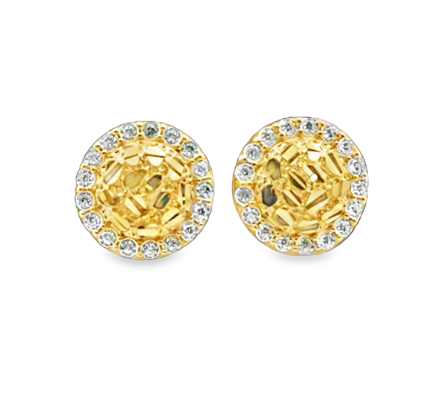 10 Karat Yellow Gold Round Nugget Earrings - Solomon Jewelers