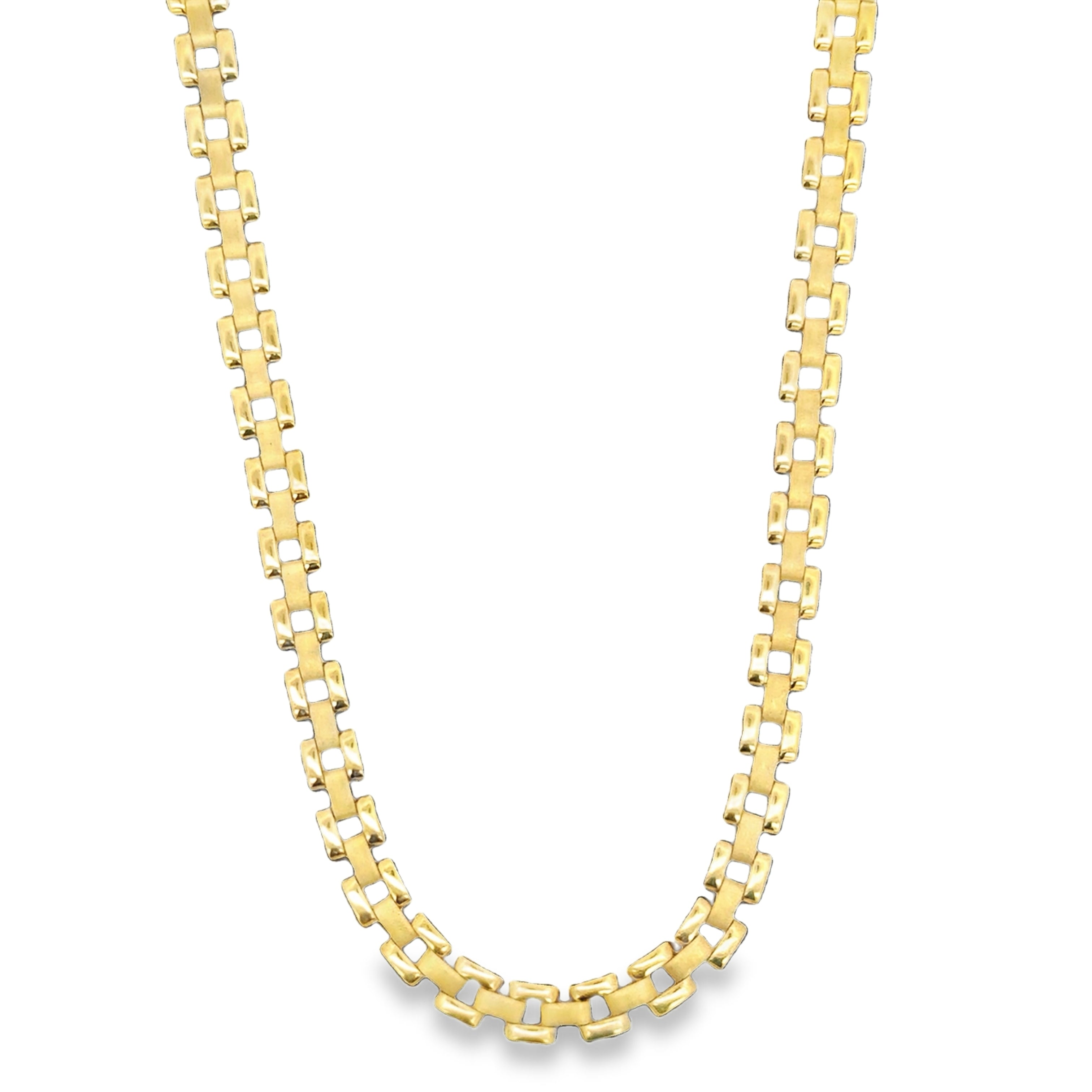 10K solid gold Rolex link chain necklace with high-polish finish by Solomon Jeweler